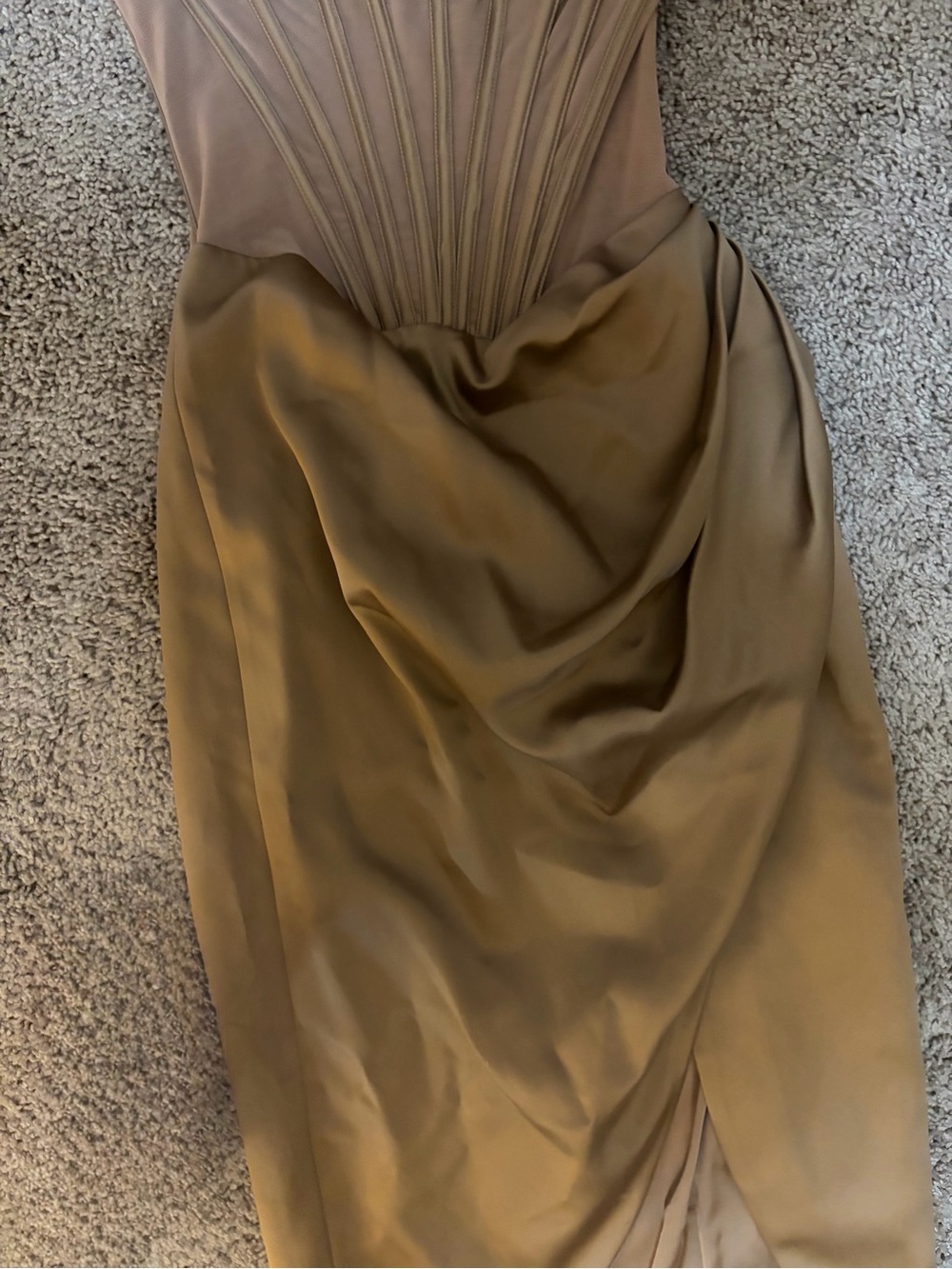 House of CB Lulu Toffee Asymmetric Drape Midi Corset Dress -S - Picture 13 of 15